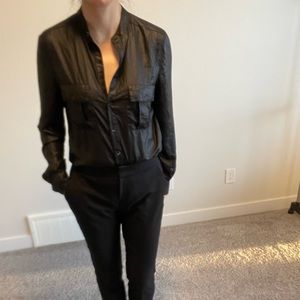 Bcbg metallic black shirt